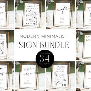 Minimalist Wedding Sign Bundle | Modern Wedding Sign Printable Bundle | Wedding Reception Bundle Template | Wedding Signage Bundle