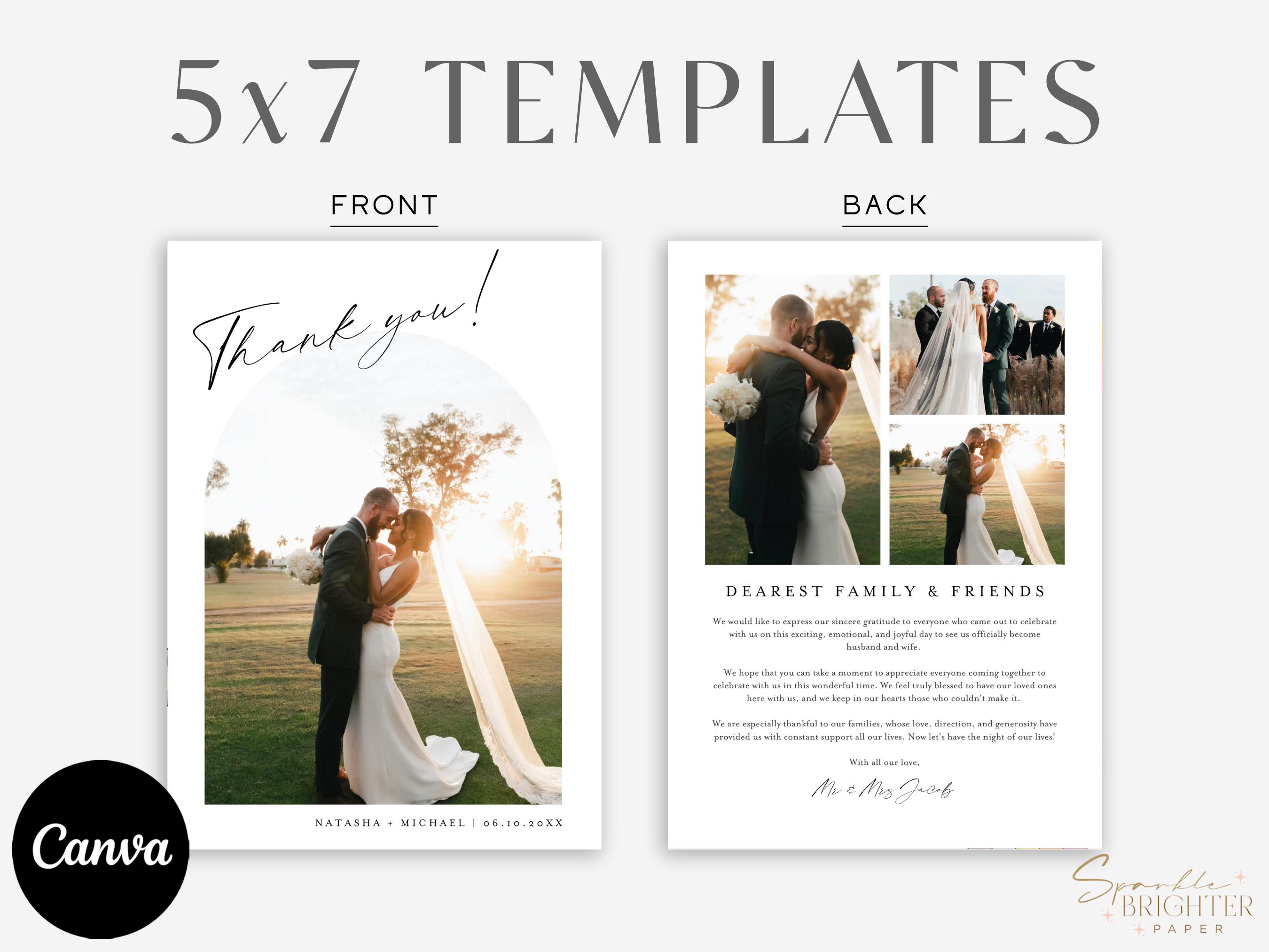 Wedding Thank You Postcard Canva, Minimalist Arch Photo Cards and ...
