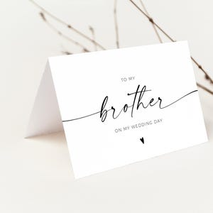 Table Card for Brother, Printable Wedding Day Card for Brother, Editable To My Brother on My Wedding Day Note, Sibling Wedding Card Templett