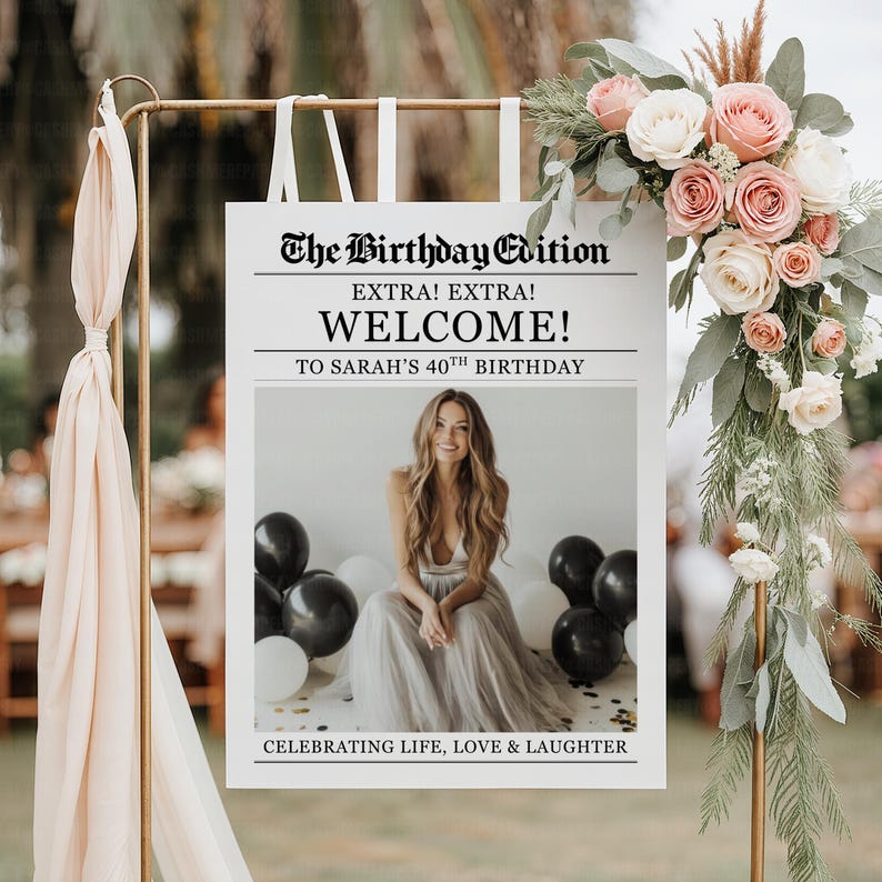Birthday Newspaper, Newspaper Template, Canva Template, Newspaper Poster, Editable Newspaper, Editable Template, Birthday Invitation, Canva Newspaper, Birthday Printable, Newspaper Sign, Birthday Milestone, Birthday Decor, Newspaper Custom, Printed and Shipped Sign