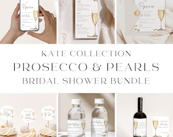 Pearls and Prosecco Bridal Shower Games,Printable Editable Activities,Gold Pearls and Prosecco Game Bundle,Fun Party Games, Instant Download