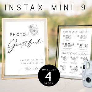 Instax Mini 9 Photo Guestbook Sign, Instax Camera Sign,Instax Mini Instructions Sign, Instax Mini 9 Guest Book Sign, All-in-one Instructions