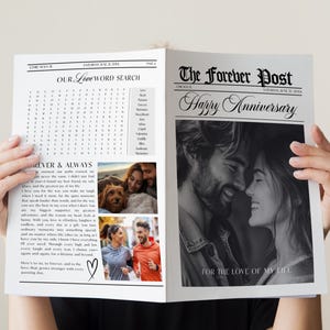Couple Anniversary Newspaper Template, 1 Year Anniversary Personalized Gift For Boyfriend & Girlfriend, Wedding Anniversary Newspaper, CANVA