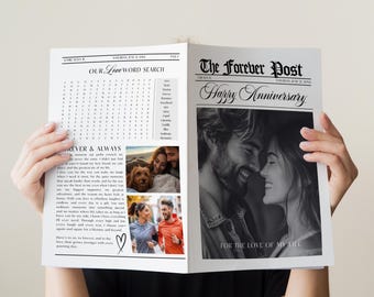 Couple Anniversary Newspaper Template, 1 Year Anniversary Personalized Gift For Boyfriend & Girlfriend, Wedding Anniversary Newspaper, CANVA