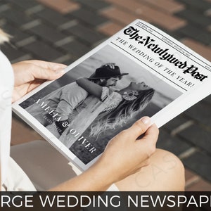 Wedding Newspaper Canva Edit, Folded Large News Paper Program Template, Infographic Photo Invitation DIY Printable Instant Digital Download image 3