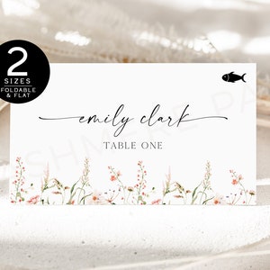 Place Cards With Food Selection | Place Card Food Option | Name Place Cards With Food Choice | Wildflower Place Cards with Meal Choice