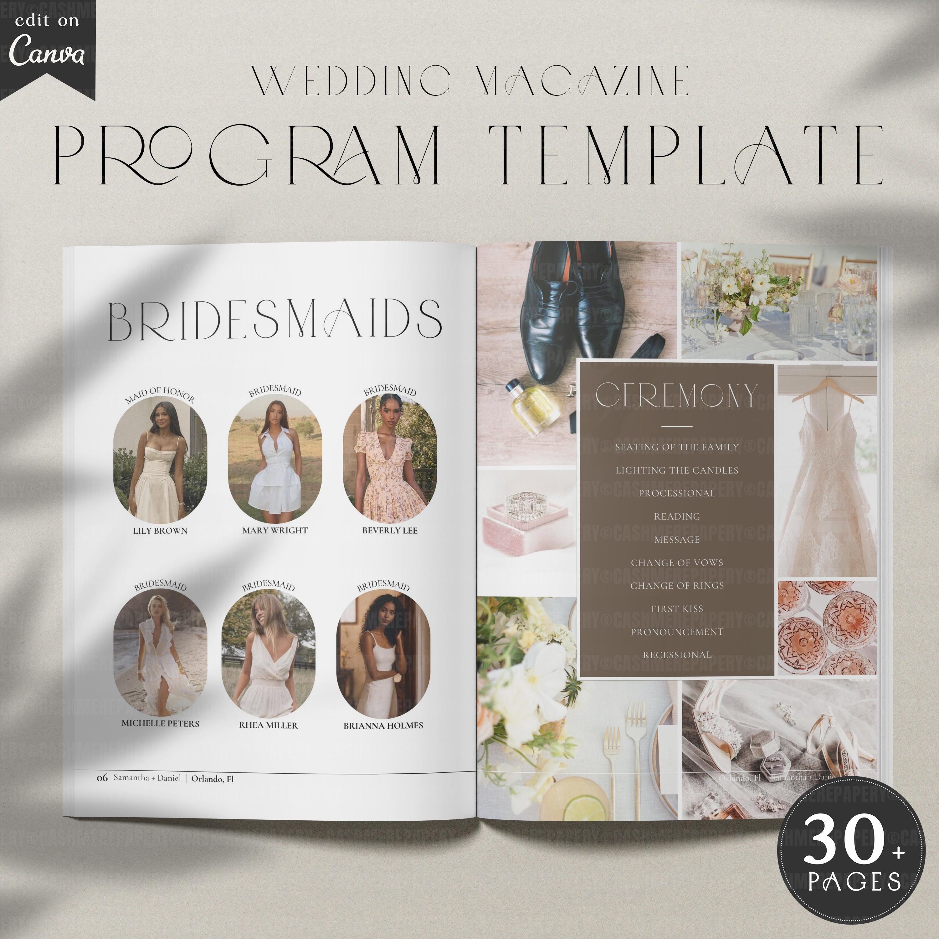 Personalized Wedding Magazine Program Template, Editable Modern Wedding Personalized Wedding Magazine Program Template, Editable Modern Wedding
