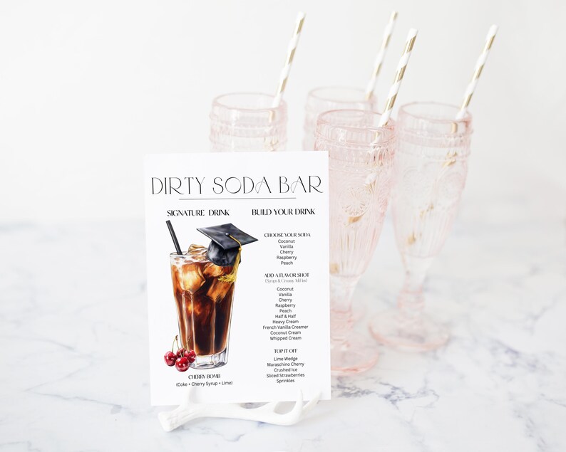 Party Drink Sign, Signature Drink Sign, Graduation Party Bar, Wedding Bar Sign, Italian Soda Bar, Bridal Shower Sign, Kids Birthday Drink, Dirty Soda Bar Sign, Soda Party Decor, Non-Alcoholic Drink, Soda Pop Bar, Printable Drink Menu, Drink Menu Signs