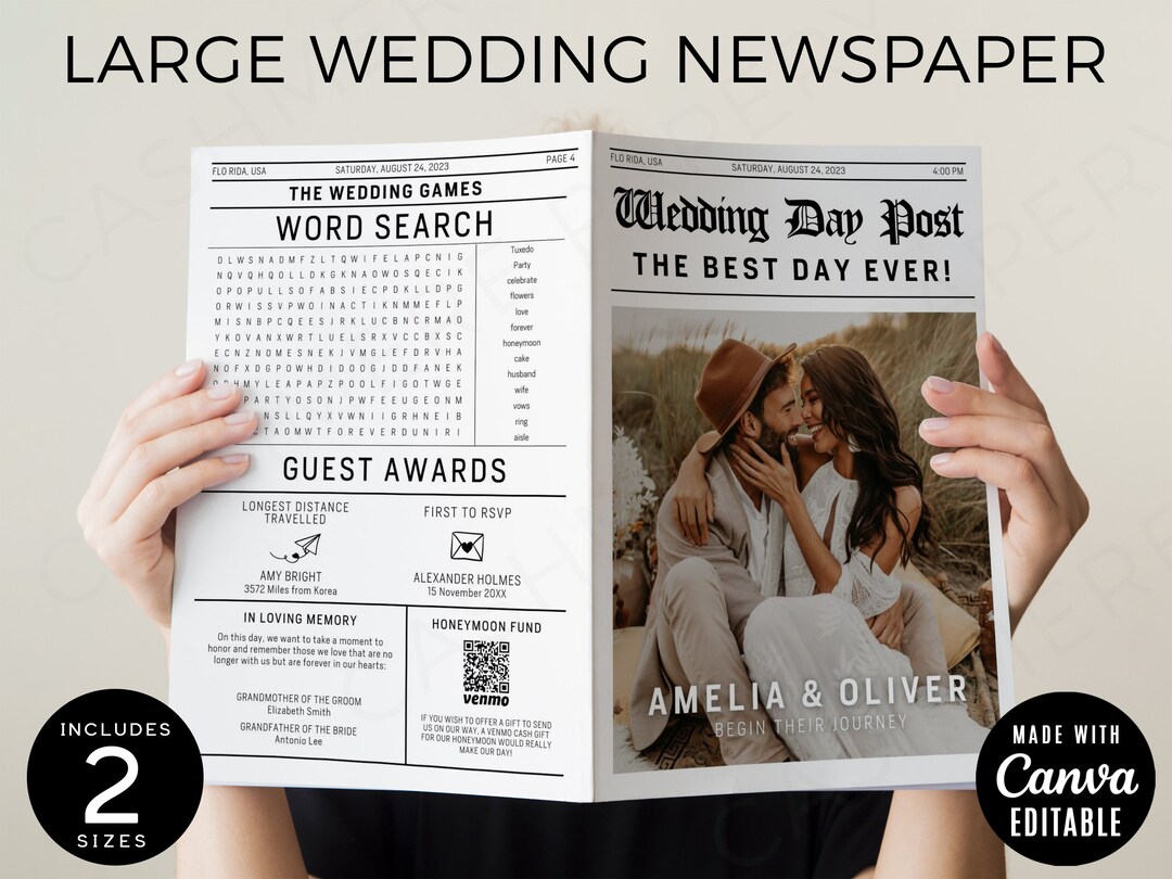 Magazine Program Wedding Newspaper Magazine Program Templates Editable Wedding Ceremony ...