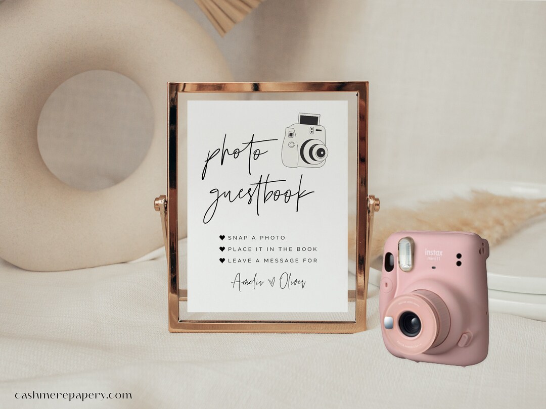 Simple Photo Sign Instax Mini 9 Photo Guestbook Sign | Polaroid Camera Wedding Sign ...