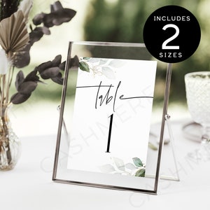 EDITABLE Sage Wedding Table Numbers, Minimalist Reception Table Decor, Modern Wedding Cards Printable, Digital Download, Templett SPM09