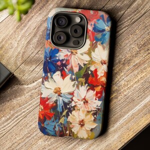 4th of July Oil Painting Phone Case | Red White Blue Flowers | iPhone & Samsung Compatible | Matte and Gloss Finish | USA Art Case