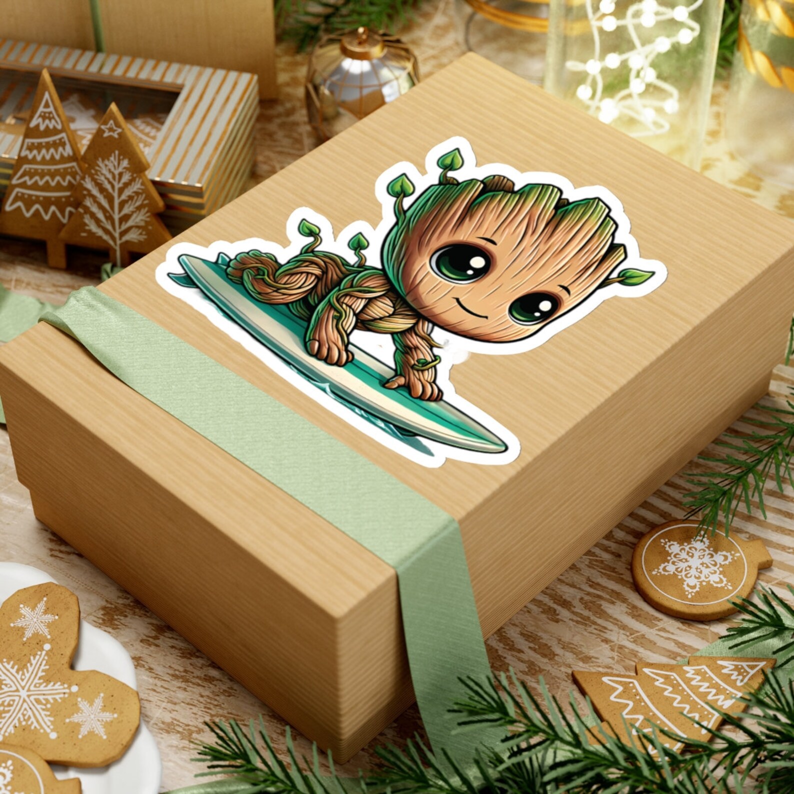 Cute Groot on Surf Board | Sticker for Your Laptop | Fridge | Water ...