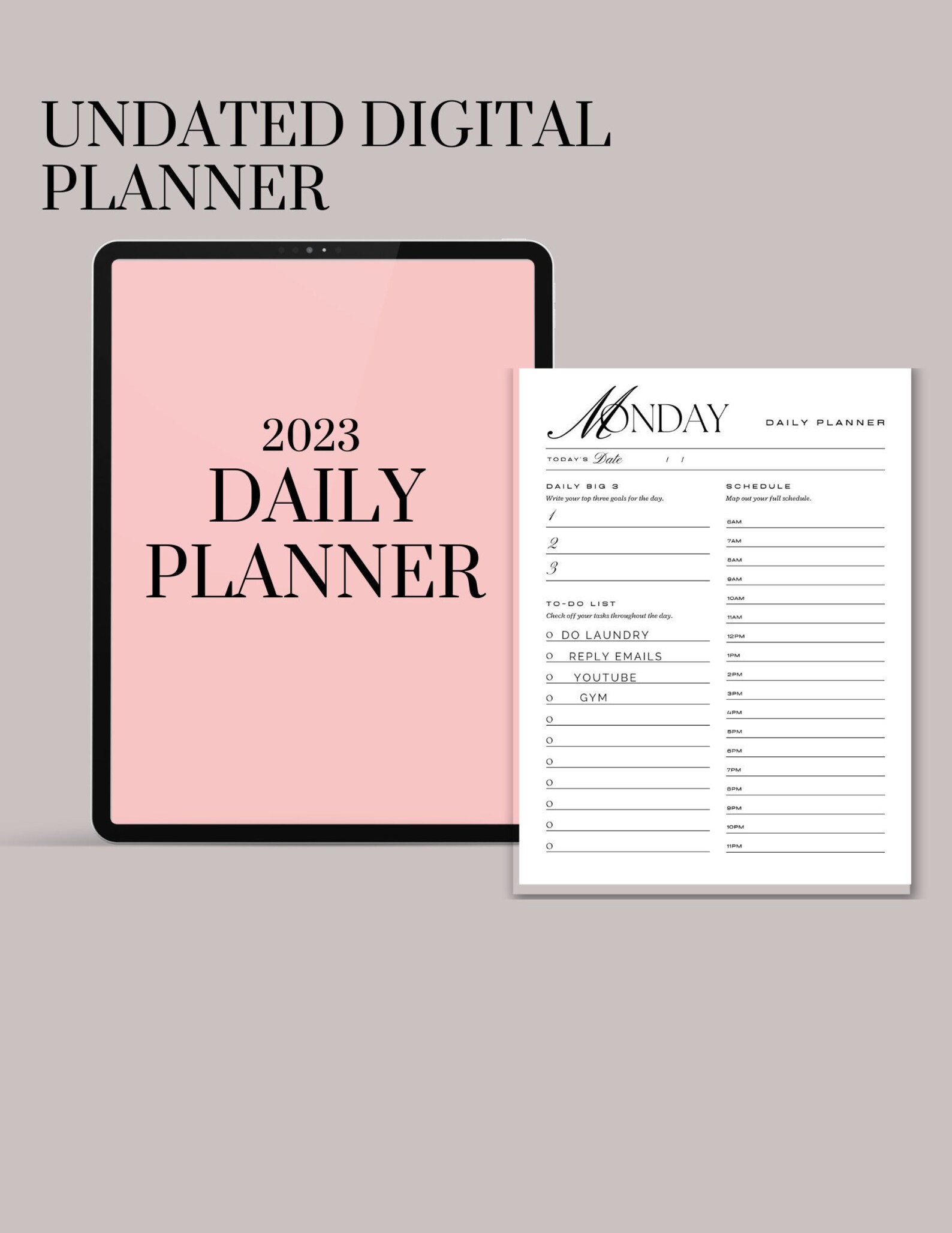 2023 Daily Digital Planner Customizable Planner Undated Etsy