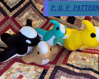 Simpatico peluche drago marino - cartamodello per cucire animali ripieni - progetto fai da te cucito peluche - download digitale PDF - nessun elemento fisico inviato