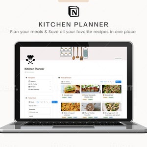 Notion Template Kitchen, Notion Meal Planner, Notion Recipe Book, Kitchen Template, Pantry, Shopping List, Notion Kitchen Dashboard