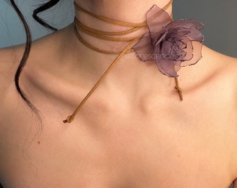 Handmade Phantom Flower Choker in Lavender