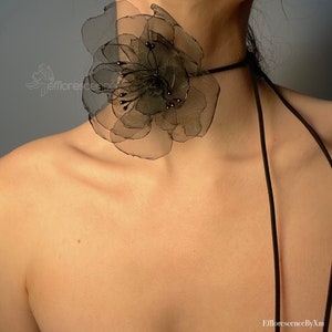 Handmade Corsage Phantom Black Hibiscus Neck Flower by Efflorescence