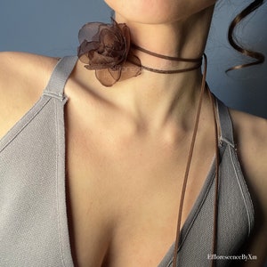 Handmade Corsage Neck Flower/Choker in Chocolate by Efflorescence