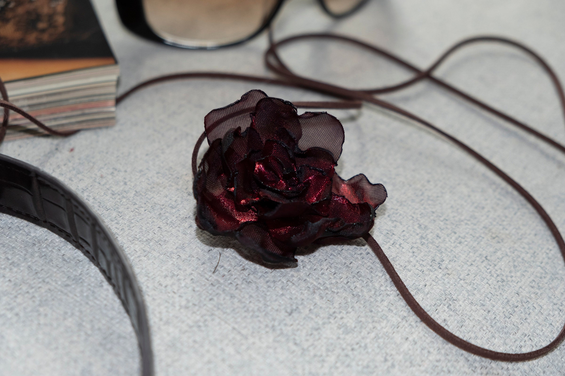 Handmade Flower Choker in Black Opium 