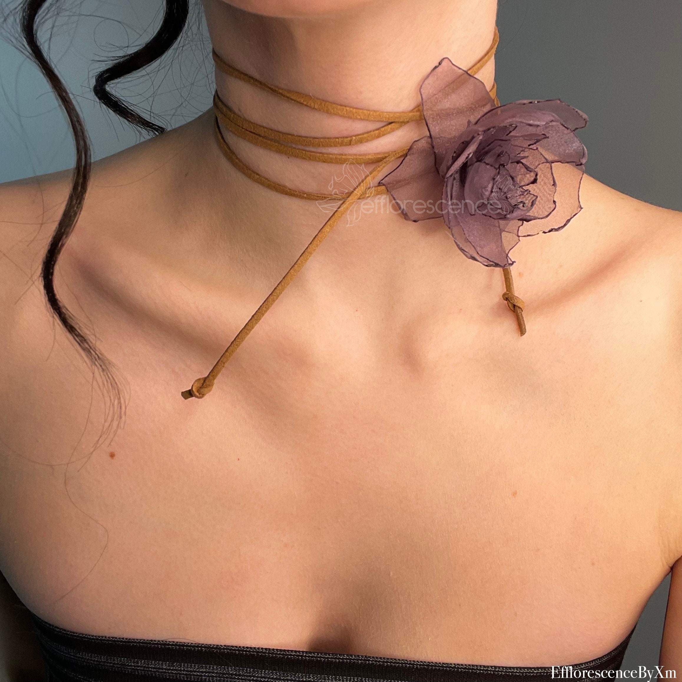 Handmade Flower Choker in Lavender - Etsy