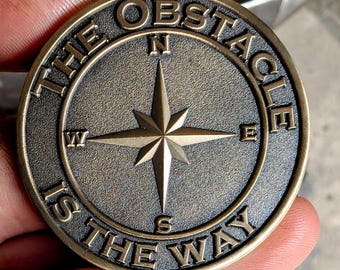 The Obstacle is the Way & Embrace the Suck - Inspirational Stoic Coin - Antique Bronze Finish