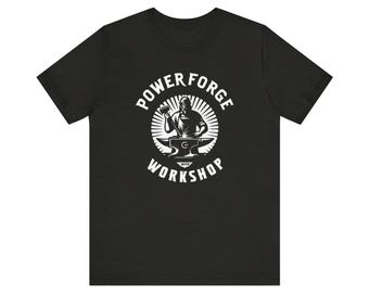 Powerforge Workshop Black Tee | Blacksmith Anvil Logo T-Shirt