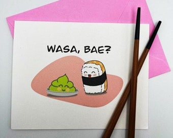 Wasa, bae? Valentine's Day card, Greeting card, love card with colorful envelope