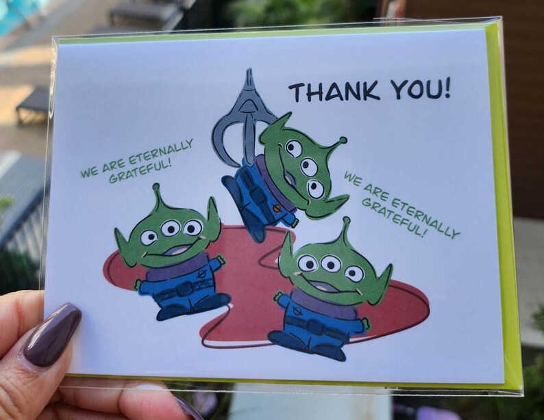 Disney Thank You Card Toy Story Aliens Grateful Cards Toy - Etsy