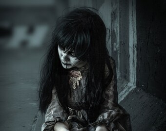 Stampa fotografica horror pensierosa: arte murale gotica macabra