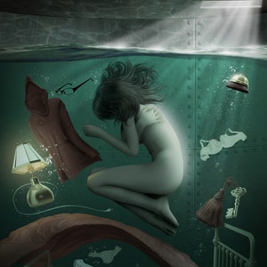 The Death of Elisa Lam | True Crime Wall Art | True Crime Gift | Cecile Hotel Art | Pop Culture Wall Art | Surreal Art Print