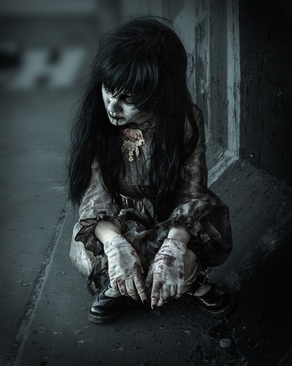 Pensive Horror Photo Print: Macabre Goth Wall Art