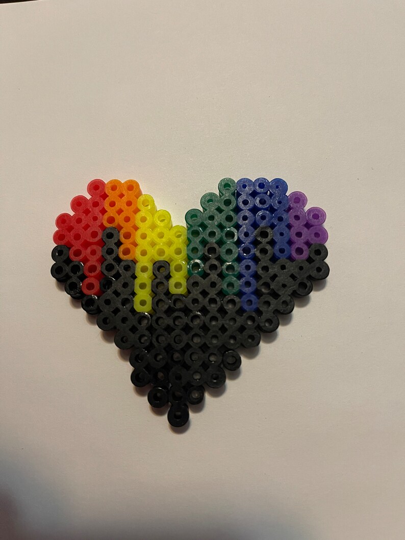 Perler Bead Bleeding Rainbow Heart Etsy