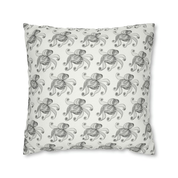 Housse de coussin décoratif gris arcs fumée peinture noir et blanc