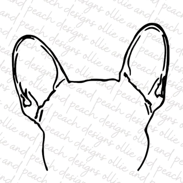 French Bulldog Dog Ear Outlines| SVG, JPEG, PNG digital download| Frenchie Digital Download