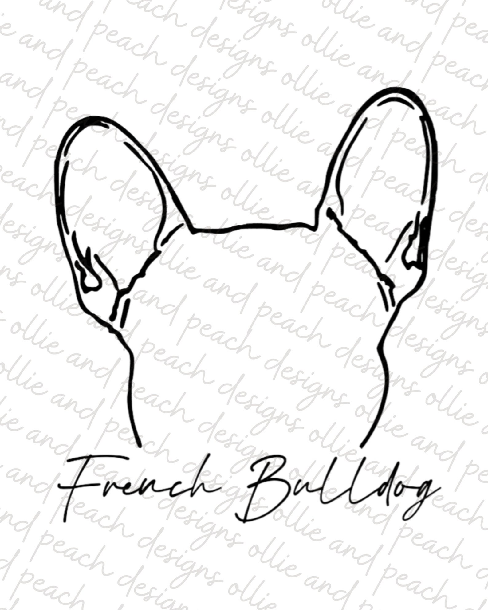 French Bulldog Dog Ear Outlines SVG, JPEG, PNG Digital Download