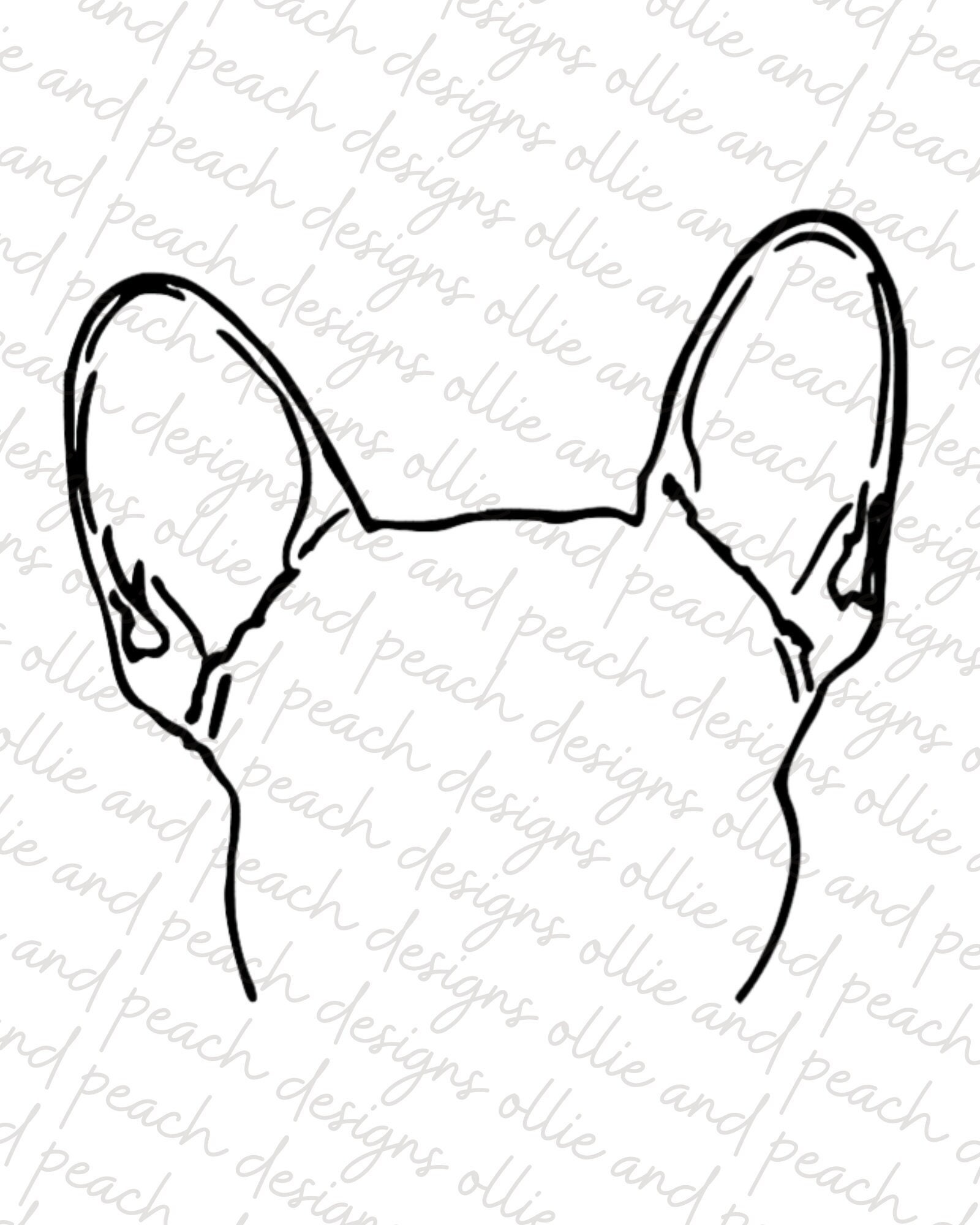 French Bulldog Dog Ear Outlines SVG, JPEG, PNG Digital Download