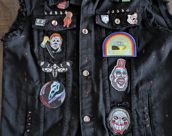 Horror Themed Denim Vest