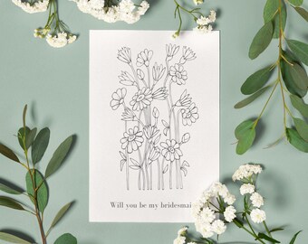 Will you be my bridesmaid card | Bridesmaid proposal card | Bridesmaid card | Bridesmaid cards | Floral | Flowers | Modern green