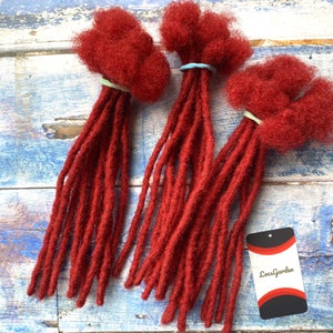 Red Color Human Hair Loc Extensions |Real Human Hair Dreadlock Extensions ,Bundles of 30 locs, 60 locs and 100 locs