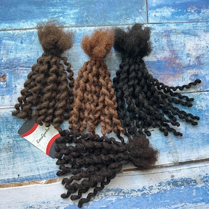 100 Strands Deep Wave Human Hair Loc Extensions, Curly Wave Permanent Dreadlock Extensions size of 0.4cm, 0.6cm and 0.8cm