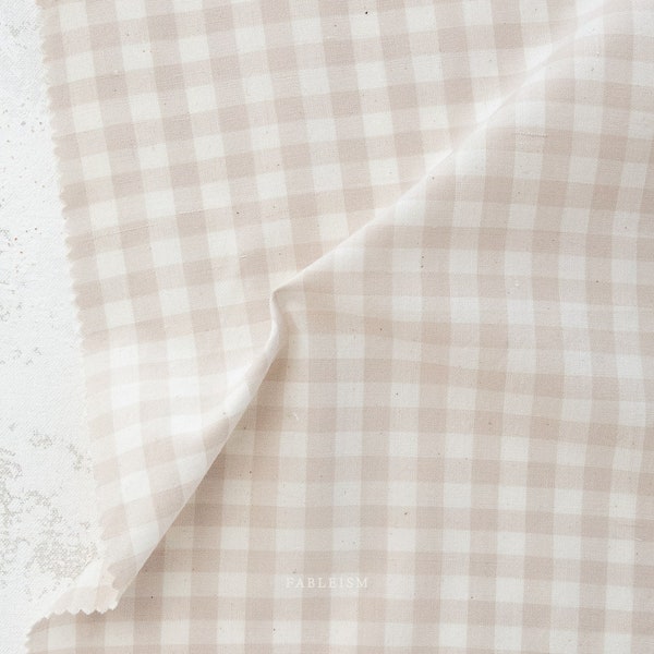 Moon Garden Camp Gingham fabric by Fableism - Off-White Gingham Fabric - Continuous Yardage