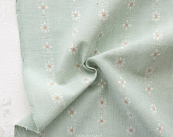 Daisy in Mint Julep Forest Forage fabric by Fableism - Floral Woven Fabric - Yarn Dyed Wovens - Continuous Yardage