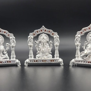 925 Silber Ganesh Ji, Laxmi Ji und Saraswati Ji