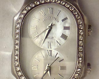 Philip Stein Diamond Bezel Dual Time Zone Watch