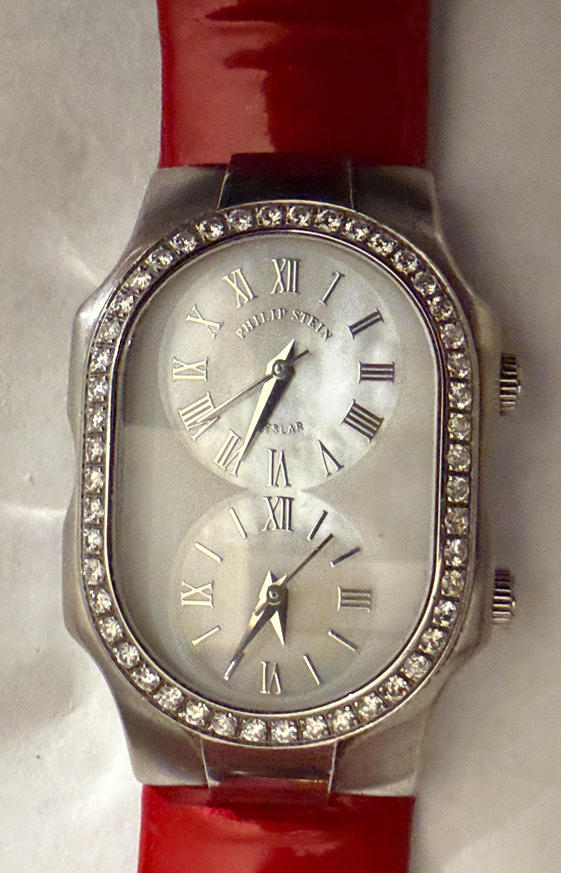 Philip stein HOST PICK  sig small double Red Pebble  Leather Watch Boxed Papers il_fullxfull.5806565763_jh6q.jpg main image 4