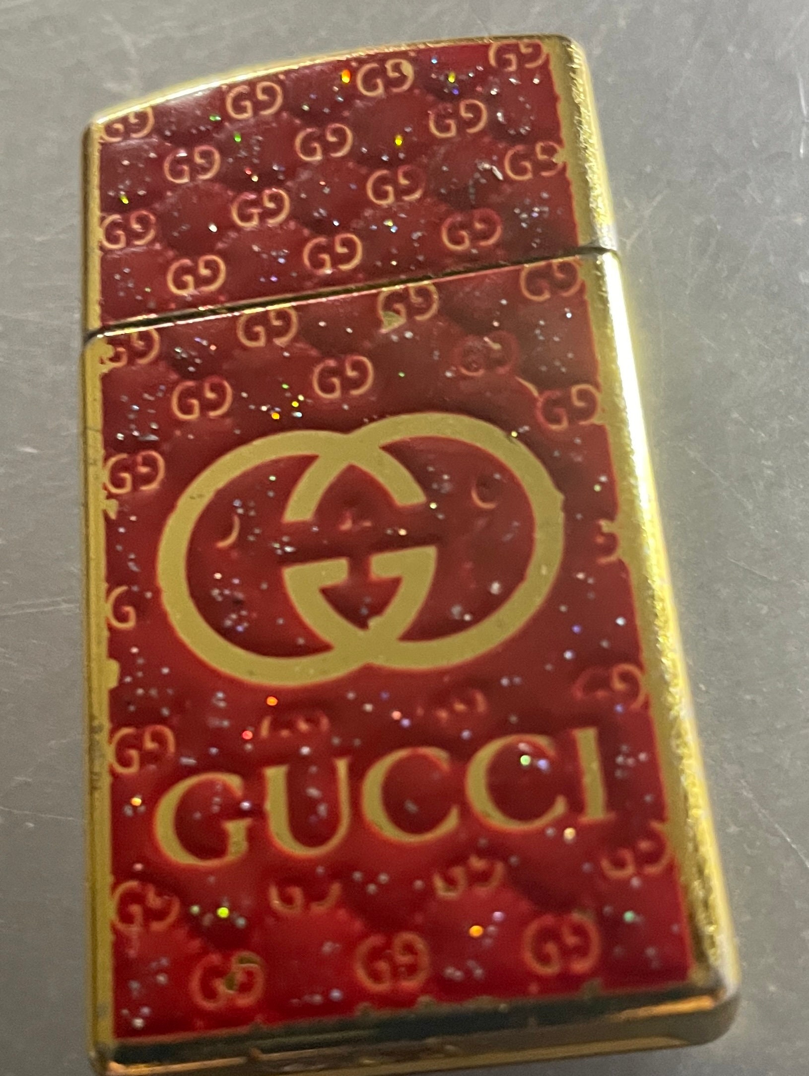 Gold Imprime Gucci Lighter Case