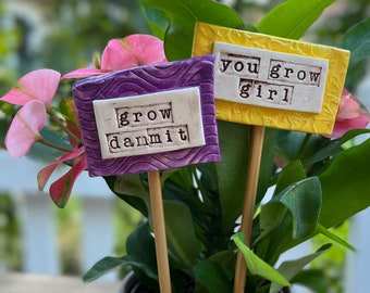 Grow Dammit Plant Marker | Funny/Punny Plant Markers |  Plant Lover Gift  | Gardening with a Sense of Humor