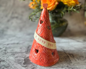 Valentinstag Baum aus Keramik | Handgefertigte Keramik Baum | Valentinstag Geschenk | Feiertags-Baum-Leuchte