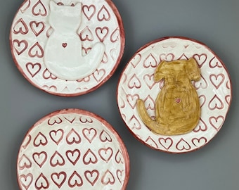 Pet Lovers Dish | Cat Dish Ceramic | Ceramic Dog Plate | Dog Trinket Dish | Dog Ring Dish | Cat Trinket Dish | Cat Ring Dish